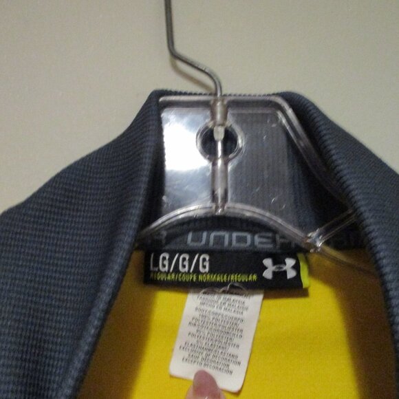 Mens Under Armour Full Zip Sweatshirt Yellow Black Large - Picture 6 of 6